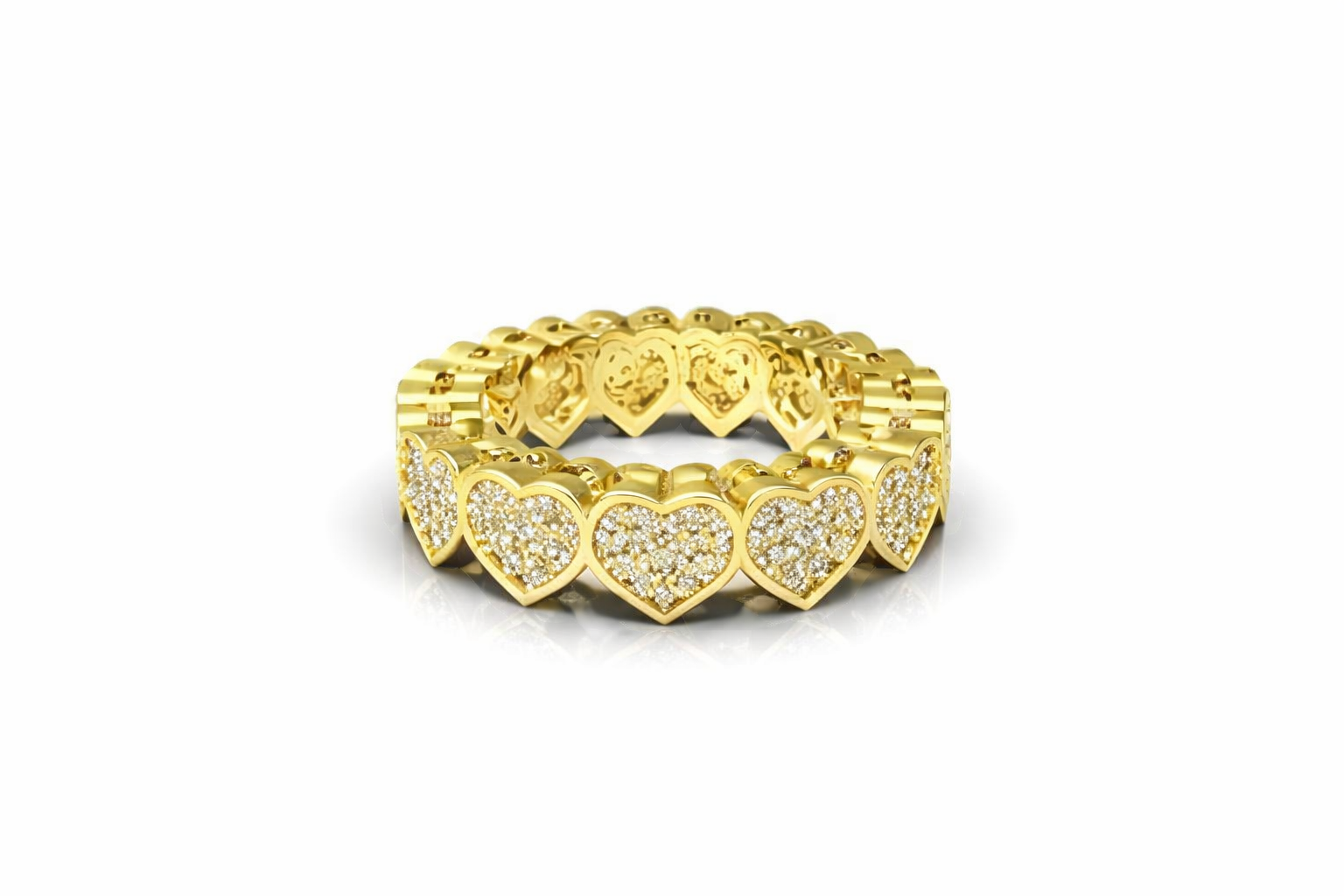ANELLO VERETTA CON CUORI ZIRCONATI